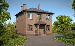 Проект двухэтажного дома облицованного баварской кладкой с террасой